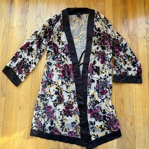 Floral Kimono with Black Trim